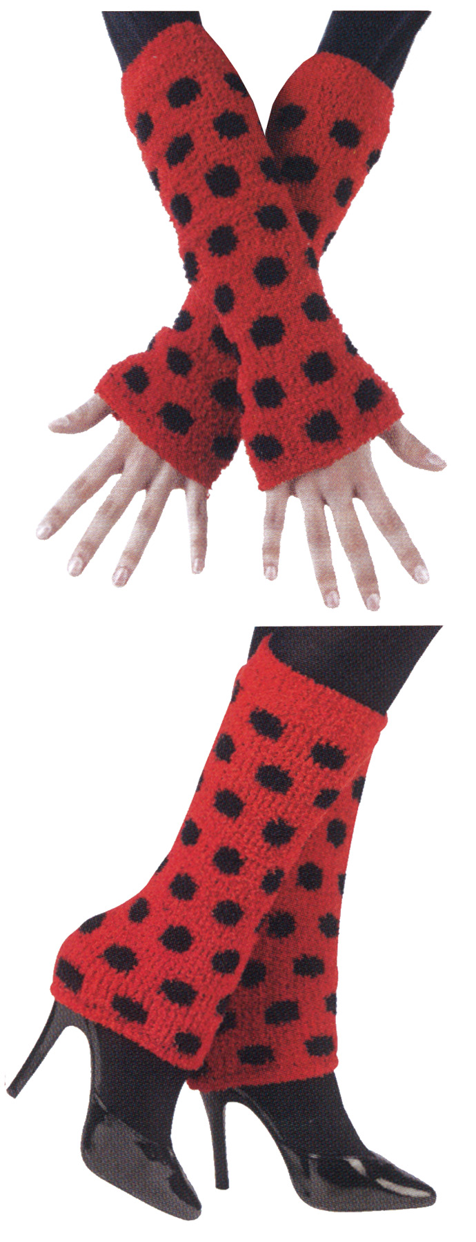 Fuzzy Arm And Leg Warmers Black Red