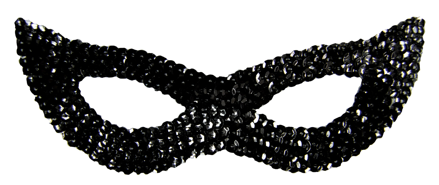 Plastic & Feather Cat Mask with Sequins & Glitter, Black & Silver main image 1