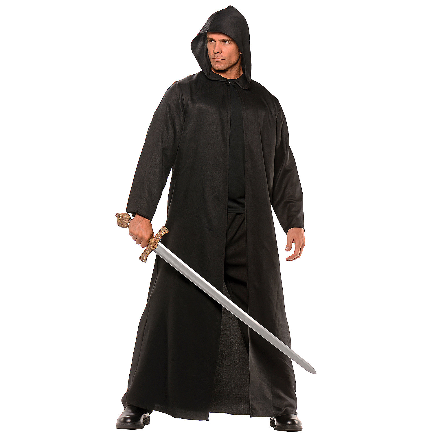 Men's Black Faux Leather Cloak