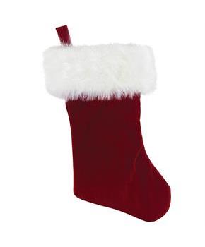 Burgundy Velvet Lined Stocking, 19"