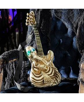 Light-Up Ukulele-Shaped Plastic Skeleton Halloween Decoration, 2 Ft.