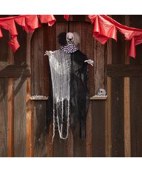 Hanging Animated Black & White Clown Halloween Decoration 4 Ft.