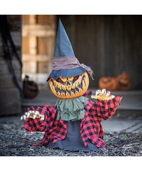 Groundbreaker Animated Orange Pumpkin Man Halloween Decoration, 2 Ft.