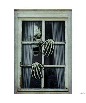 Skull & Hands Window Frame Prop Halloween Decoration 31 1/2" x 47 1/4"