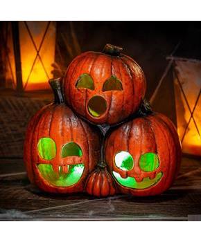 Light-Up Jack-O-Lantern Trio Halloween Decoration 11 1/2 x 10 3/4"