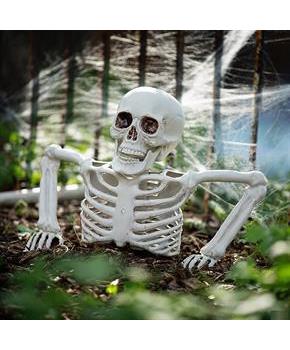 Tabletop White Plastic Half Skeleton Halloween Decoration, 15 3/4" x 10 3/4"