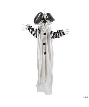 Black and White Animated Light-Up Clown Halloween Decoration 43 1/4"