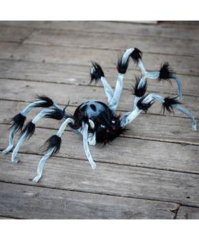 Gray and Black Hairy Walking Spider Halloween Decoration 31 1/2"