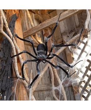 Poseable Hairy Joints Black Wolf Spider Halloween Decoration 55"