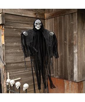 Animated & Light-Up Skeletal Reaper Hanging Halloween Decoration 47 1/4"