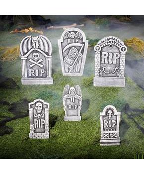 Grim Reaper RIP Foam Tombstone Halloween Decorations Set 6 Pc.