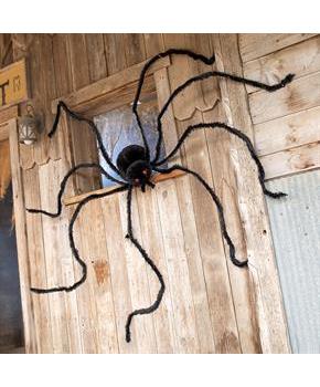 Furry Black Polyester Spider Halloween Decoration 7 Ft. x 4 1/2"
