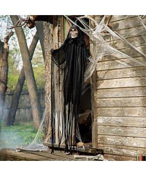 Animated Hanging Chained Grim Reaper Plastic Halloween Decoration 6 Ft.