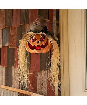 Hanging Pumpkin Head Plastic Halloween Decoration 11 3/4" x 27 1/2"