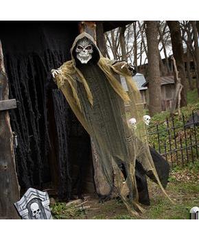 Animated Hanging Grim Reaper Plastic Halloween Decoration 35 1/4 x 6 Ft.