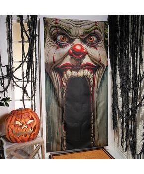 6 Ft. 8 3/4" Carnival Clown Face Entryway Door Curtain Halloween Decoration