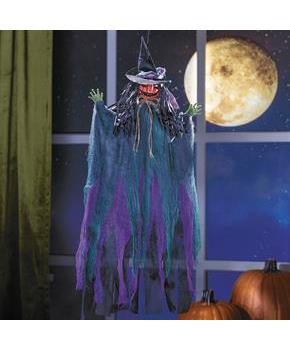 27 1/2" Hanging Pumpkinhead Scarecrow with Hat Halloween Decoration