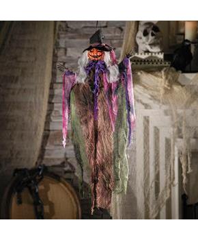 23 1/2" Hanging Pumpkin Head Witch Halloween Decoration
