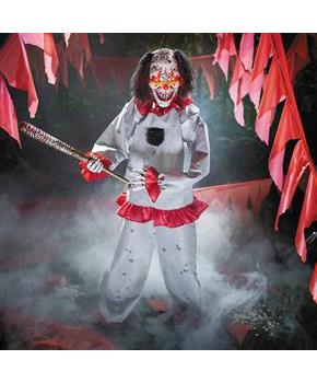 5 Ft. 8 3/4" Animated Standing Clown with Baseball Bat Halloween Decoration