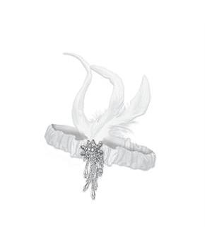 Adults White Flapper Headband with Feathers Costume Accessory
