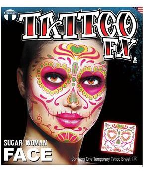 Tinsley Transfers Sugar Woman Face Temporary Tattoo
