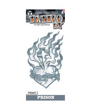 Tinsley Transfers Prison Heart with Cross Temporary Tattoo