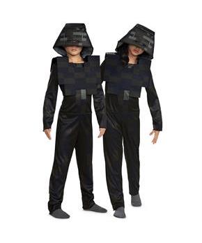 Kids Classic Minecraft Wither Skeleton Hooded Jumpsuit Costume
