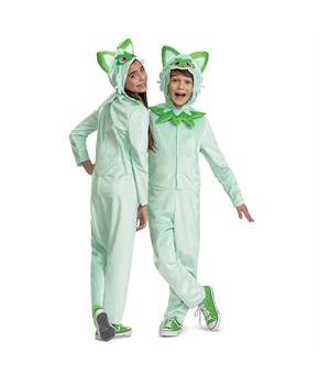 Kids Classic Pokemon Sprigatito Hooded Jumpsuit Costume