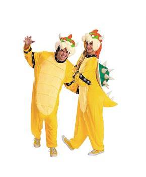 Adults Super Mario Bros. Bowser Hooded Jumpsuit Costume