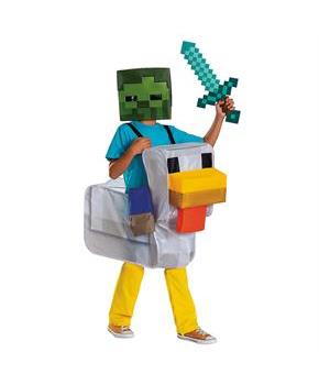 Kids Minecraft Chicken Jockey Ride-On Pop-Out Costume