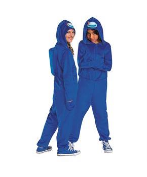 Kids Among Us Blue Imposter Hooded Jumpsuit Costume