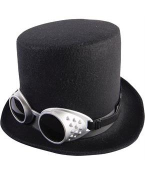 Steampunk Hat W/Goggles-Black