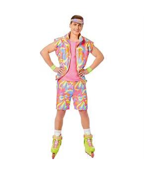 Adults Barbie Movie Pink & Yellow Skating Ken Costume