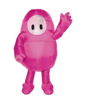 Kids Inflatable Fall Guys Pink Polyester Jumpsuit Pink Costume