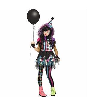 Girls Multicolor Twisted Circus Clown Costume