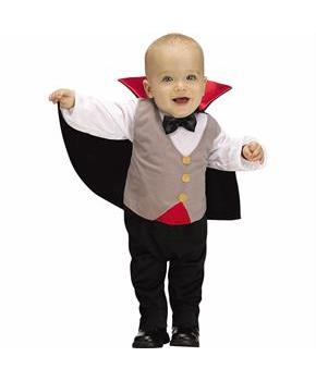 Baby Black, Gray, White & Red Jumpsuit Lil Drac Vampire Costume