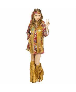 Girls Multicolor Peace & Love Hippie Costume