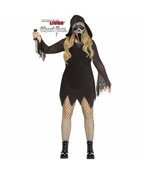 Adults Deluxe Ghost Face Bling Plus Size Dress Costume