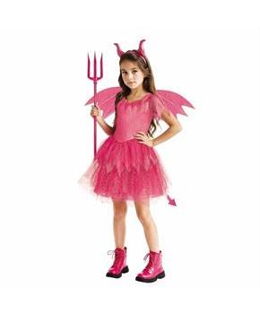Kids Devil Diva Sparkly Pink Short-Sleeved Dress Costume
