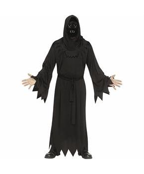 Adults Black Robe with Electroluminescent Mask Phantom Costume
