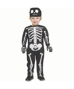 Toddler Black & White Polyester Skeleton Jumpsuit Costume