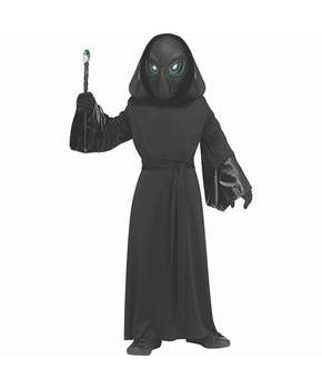 Kids Black Polyester Robe with Electro-Luminescent Mask Alien Costume