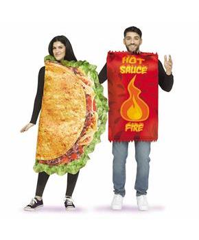 Adults Taco & Hot Sauce Couples Halloween Costume - One Size