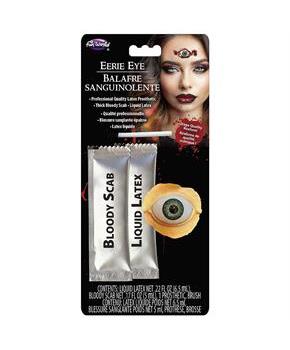 Eerie Wide-Open Green Eye Prosthetic Eye Makeup Kit