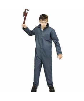 Kids Blue Coveralls Maniac Mechanic Costume