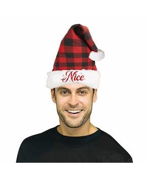 Adults Nice Black, Red & White Polyester Santa Hat - One Size