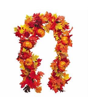 6 Ft. Fall Leaves & Orange Pumpkins Autumn Garland