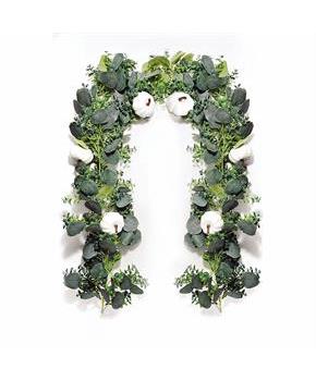 6 Ft. Green Leaves & White Pumpkins Autumn Garland