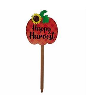43\ Happy Harvest Pumpkin-Shaped Wood Yard Sign