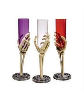 9-3/4" Bulk Skeleton Hand Fluted Plastic Glasses